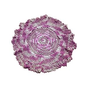 Vintage and Sweet! Medium Purple and White Handmade Doily